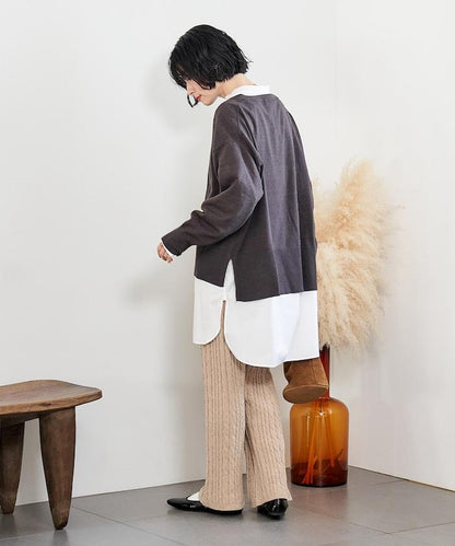 絨線編織針織長褲