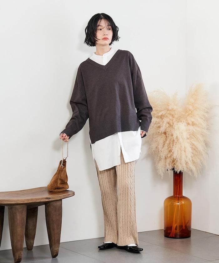 絨線編織針織長褲