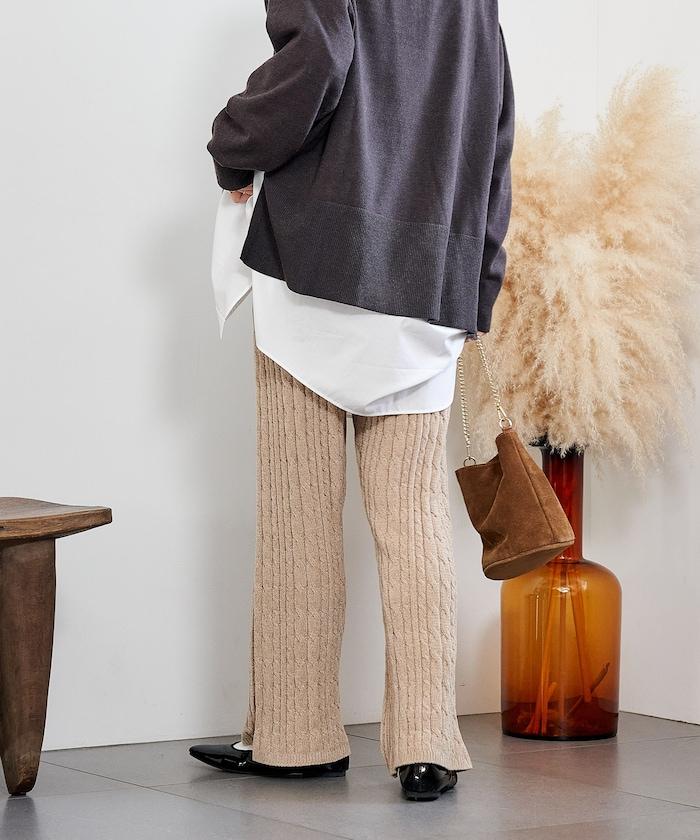 絨線編織針織長褲