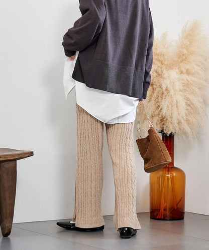 絨線編織針織長褲