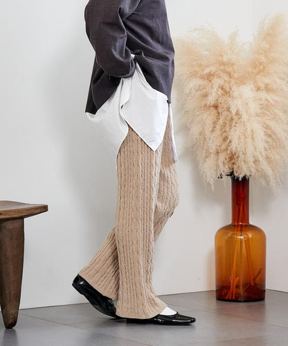 絨線編織針織長褲