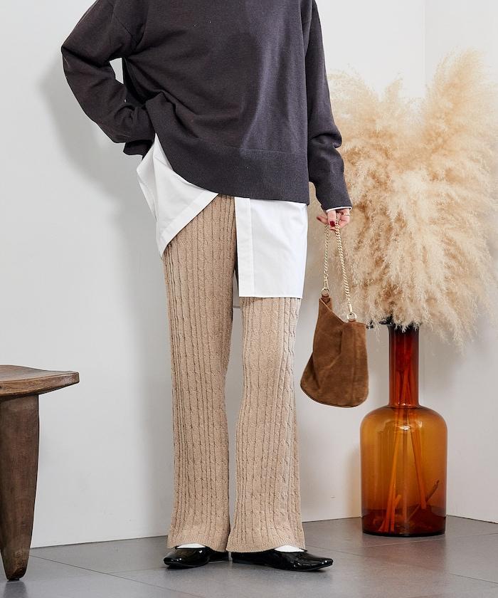 絨線編織針織長褲