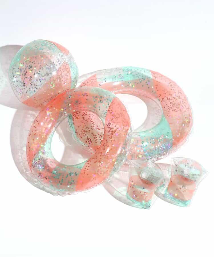 透明格紋亮片泳圈_浮圈