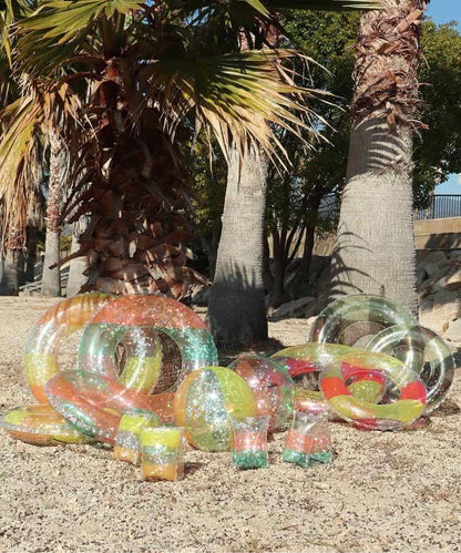 透明格紋亮片泳圈_浮圈