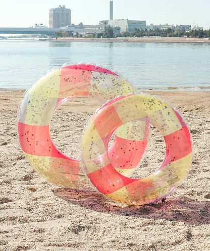 透明格紋亮片泳圈_浮圈