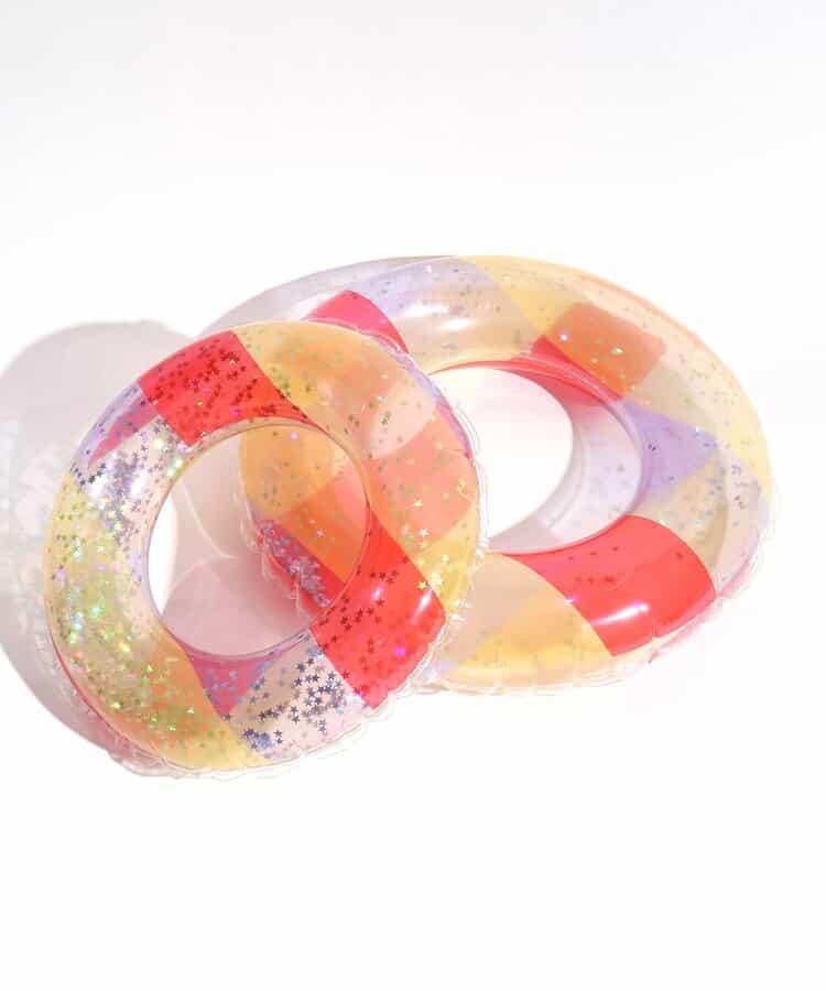 透明格紋亮片泳圈_浮圈