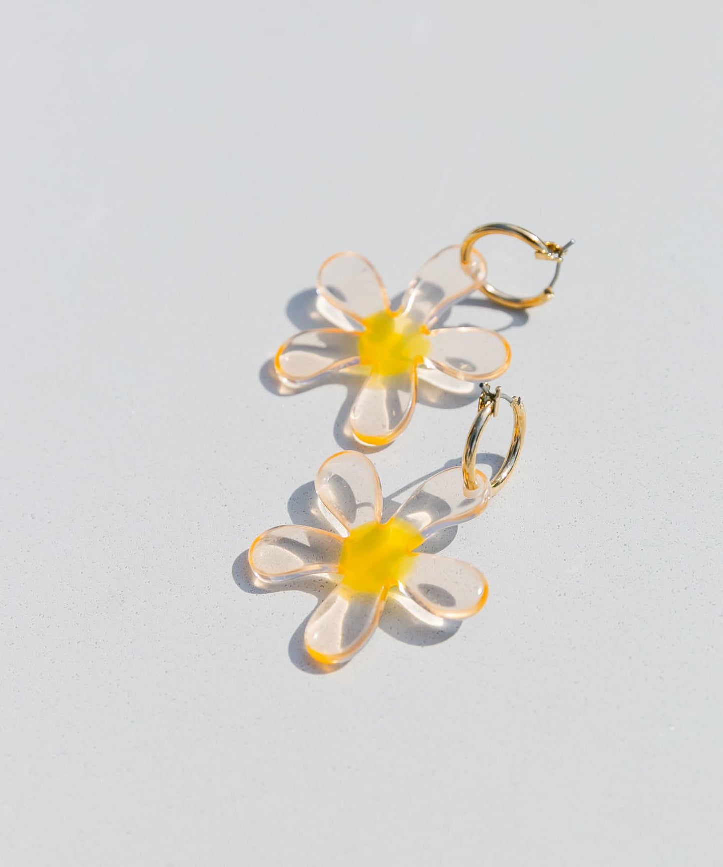 透明花朵金屬圓環耳環