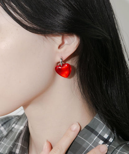 透明愛心耳環