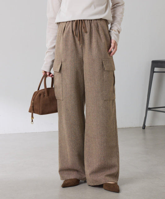 【可調節腰圍】雜色休閒褲