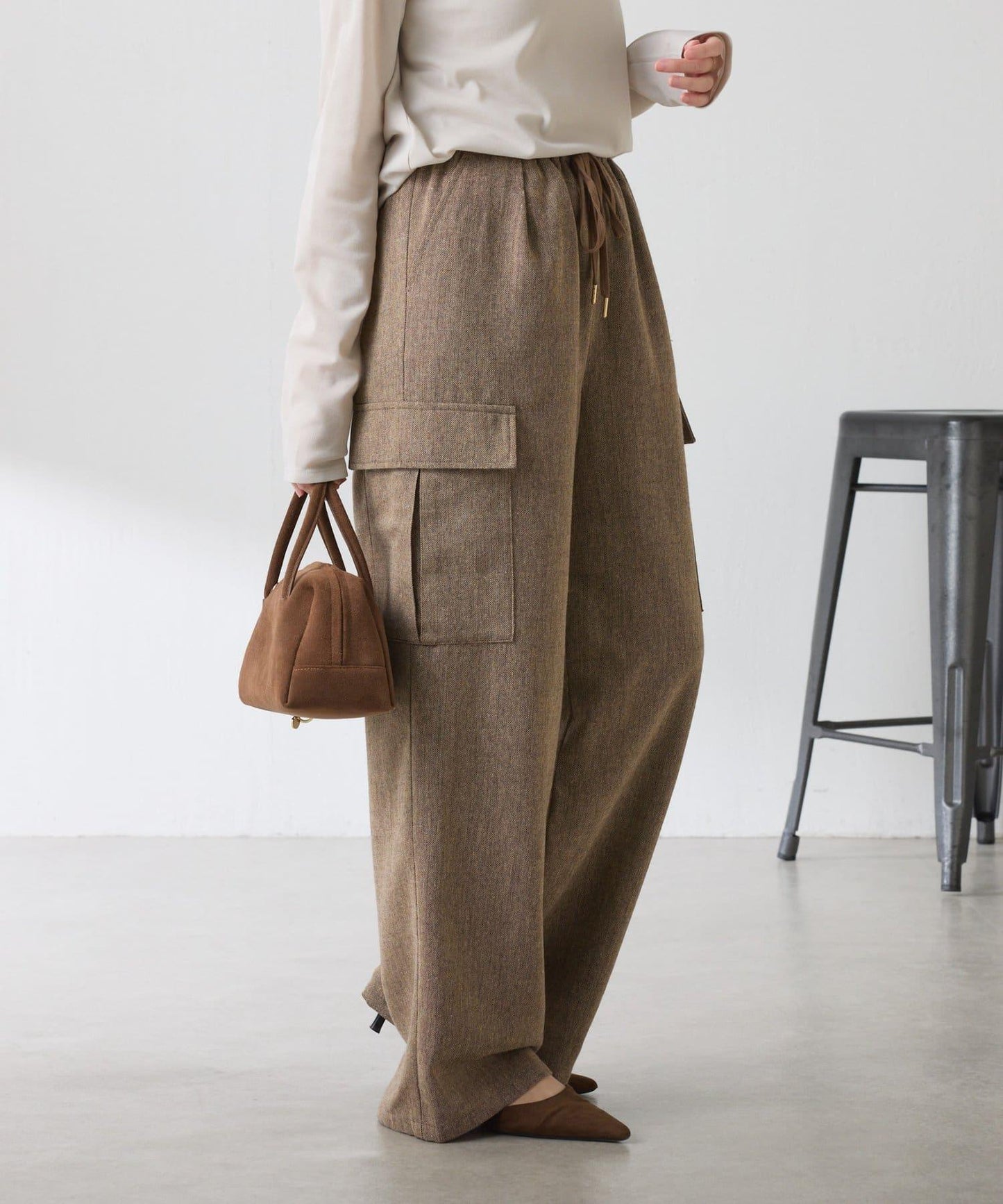 【可調節腰圍】雜色休閒褲