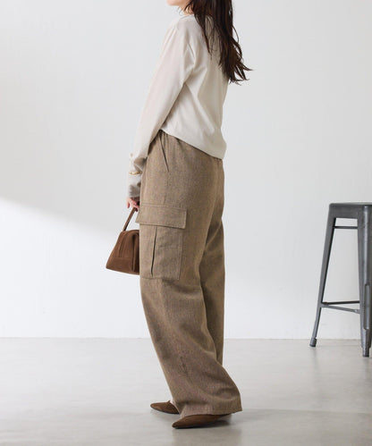 【可調節腰圍】雜色休閒褲