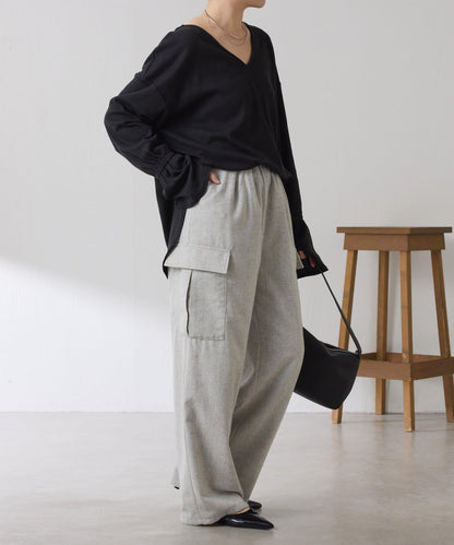 【可調節腰圍】雜色休閒褲