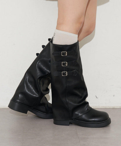 側帶扣長筒靴