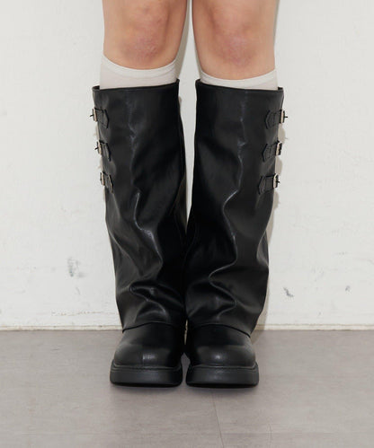 側帶扣長筒靴