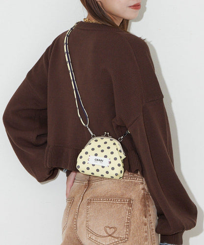 水玉圖案口金迷你單肩包