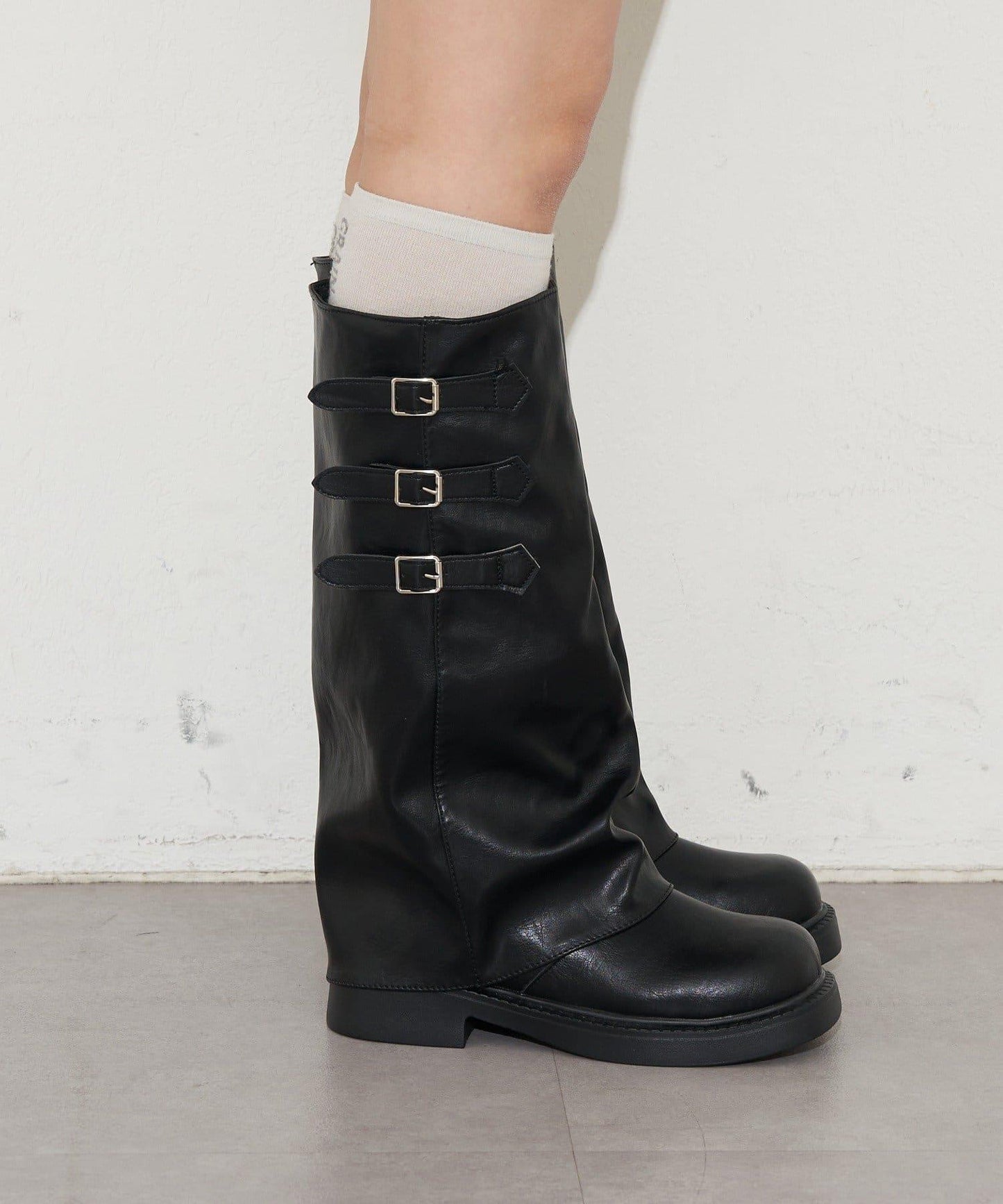 側帶扣長筒靴