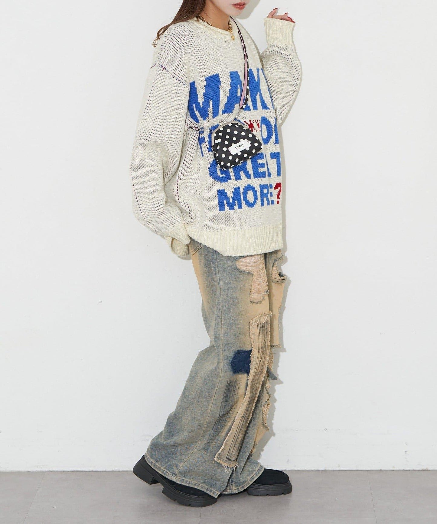 水玉圖案口金迷你單肩包