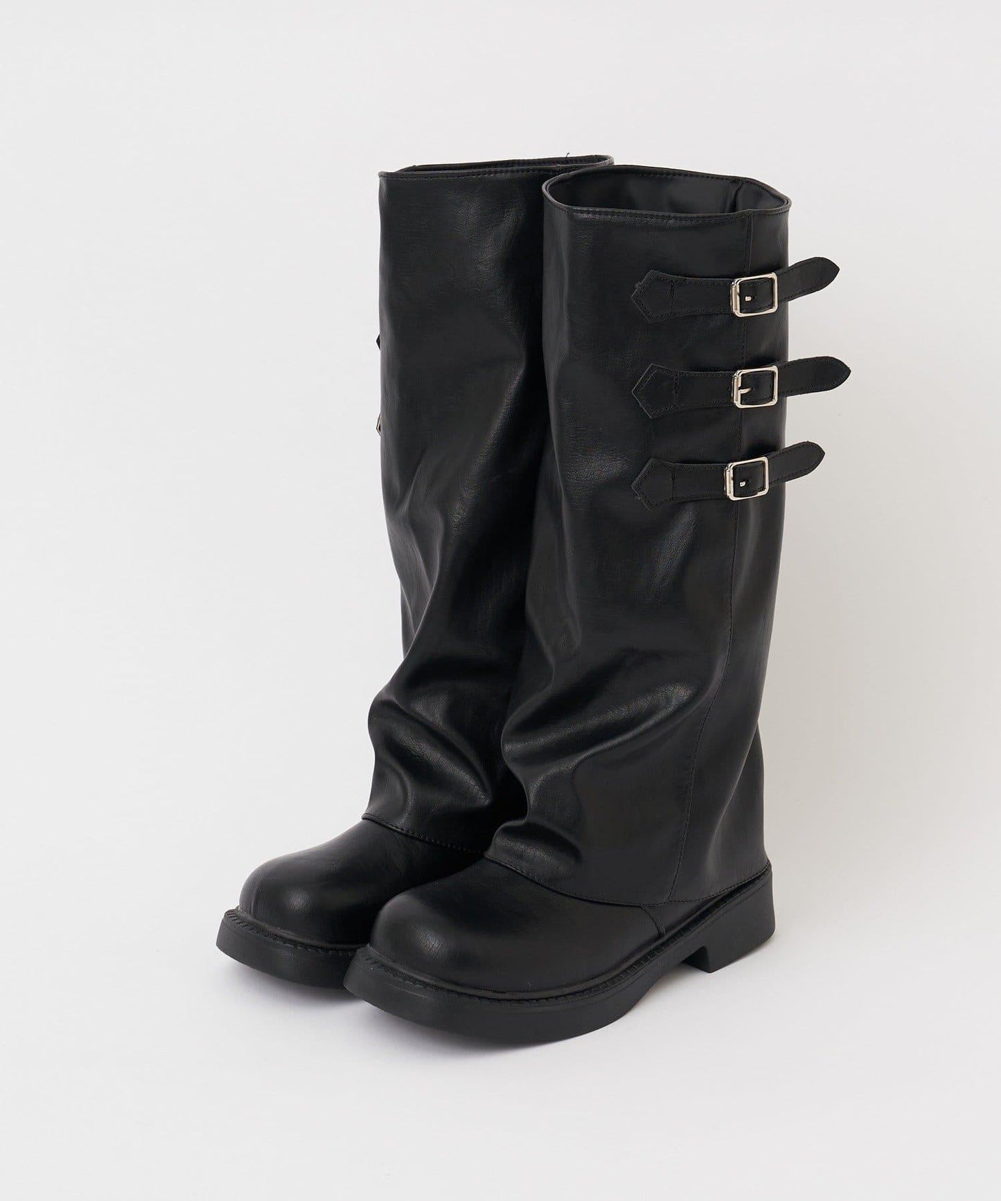 側帶扣長筒靴