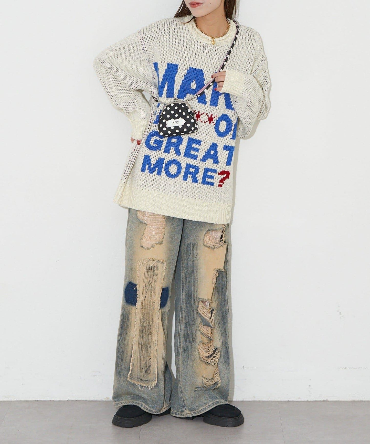 水玉圖案口金迷你單肩包