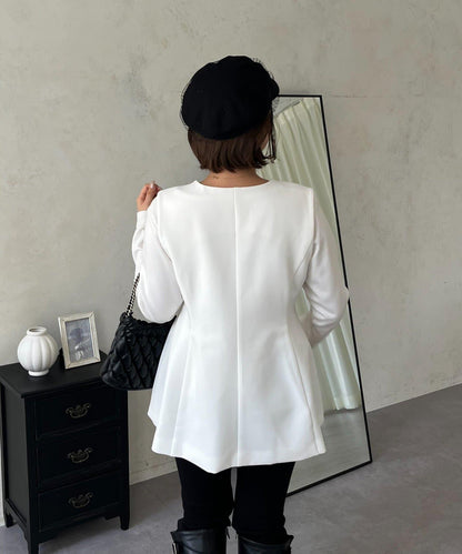 【MOMO】荷葉邊V領無袖外套