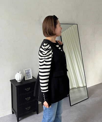 【MOMO】荷葉邊V領無袖外套