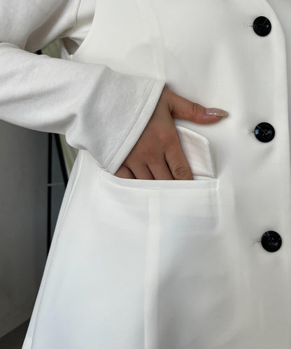 【MOMO】荷葉邊V領無袖外套