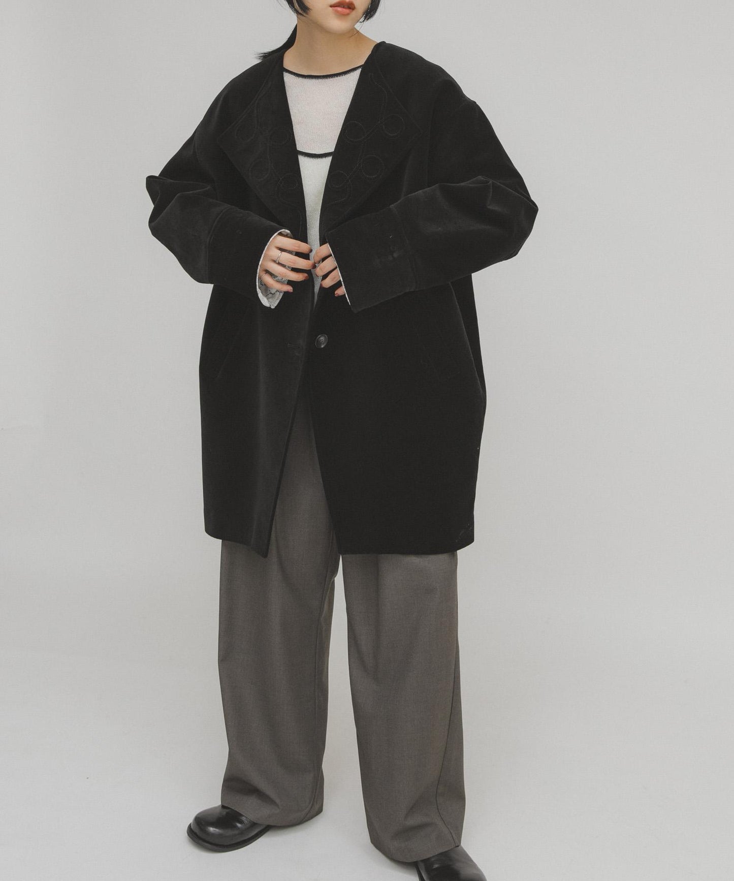 天鵝絨寬鬆夾克