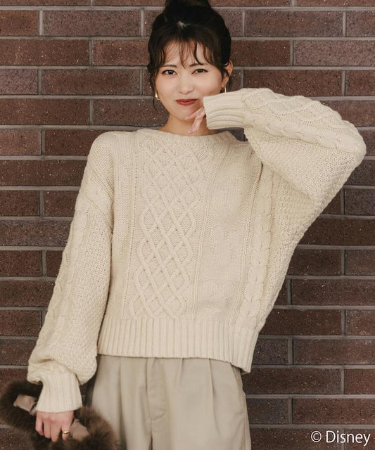 FREAK'S STORE×前田亞美/《迪士尼》/Mickey Mouse/米老鼠/麻花針織套頭衫