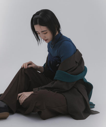 彈力羅紋高領毛衣