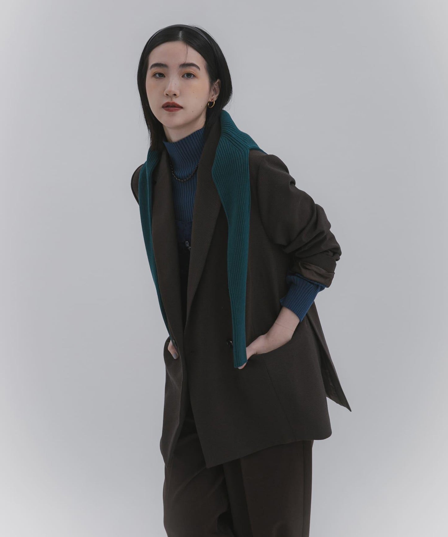 彈力羅紋高領毛衣