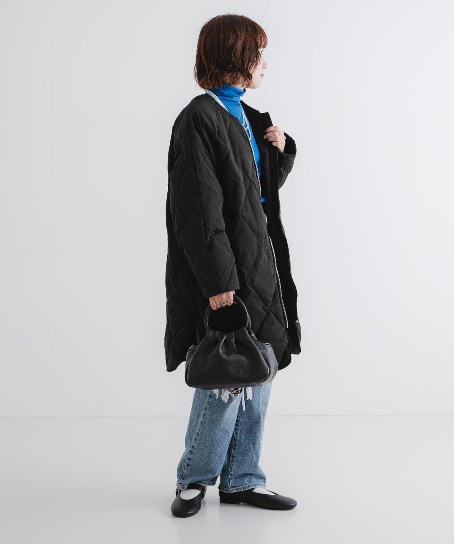 繭型絎縫長款羽絨服