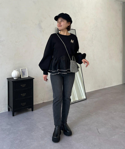 【MOMO】內層微絨彈力錐形牛仔褲