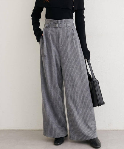 附腰帶彈力長褲