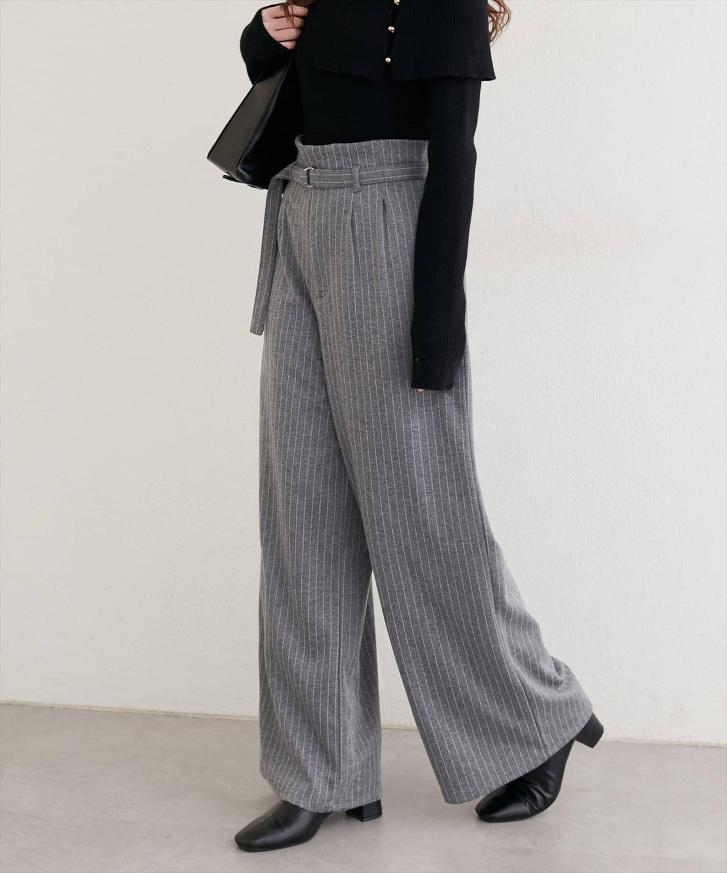 附腰帶彈力長褲