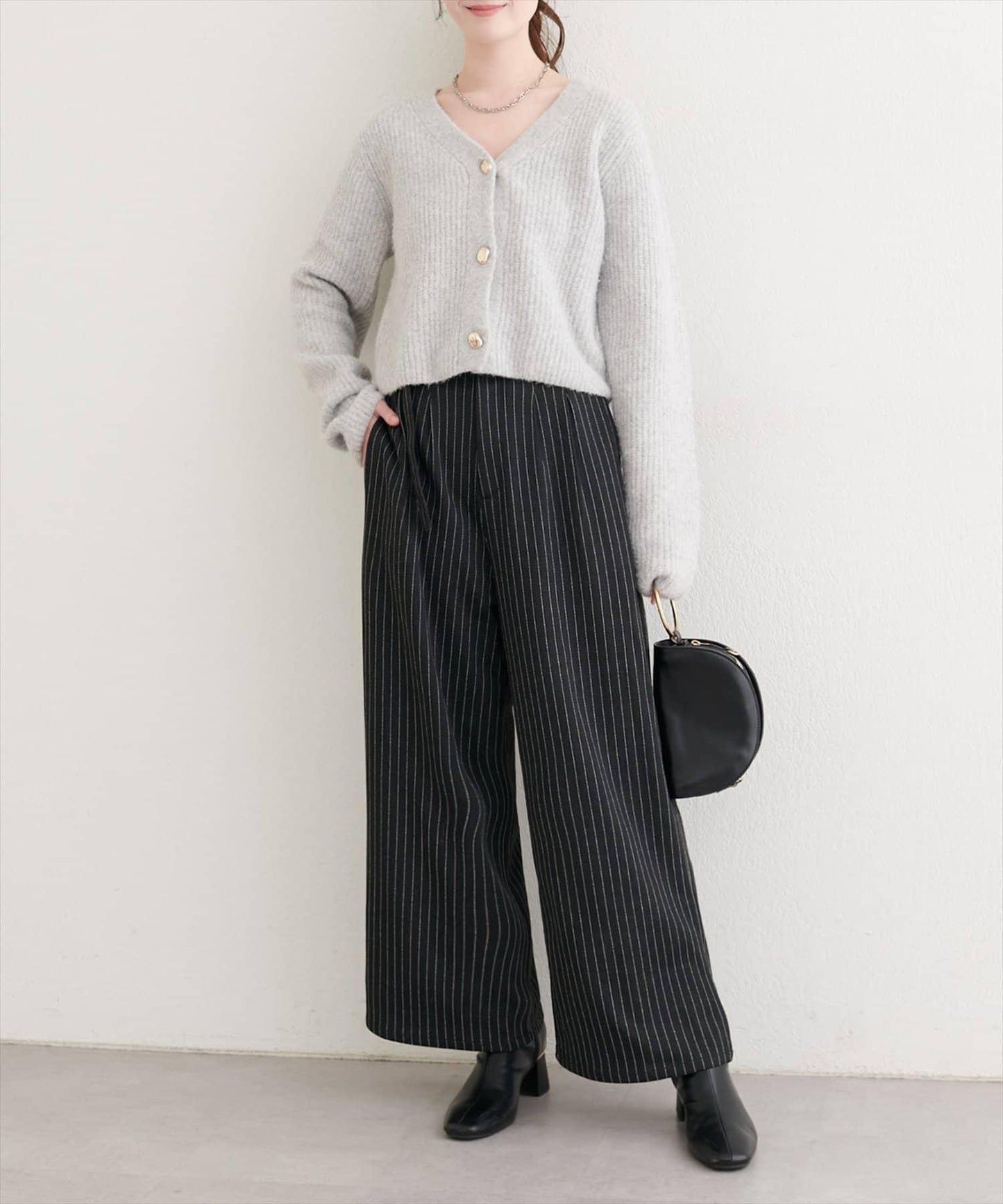 附腰帶彈力長褲