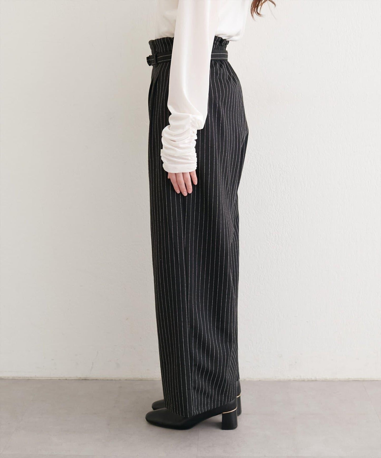 附腰帶彈力長褲