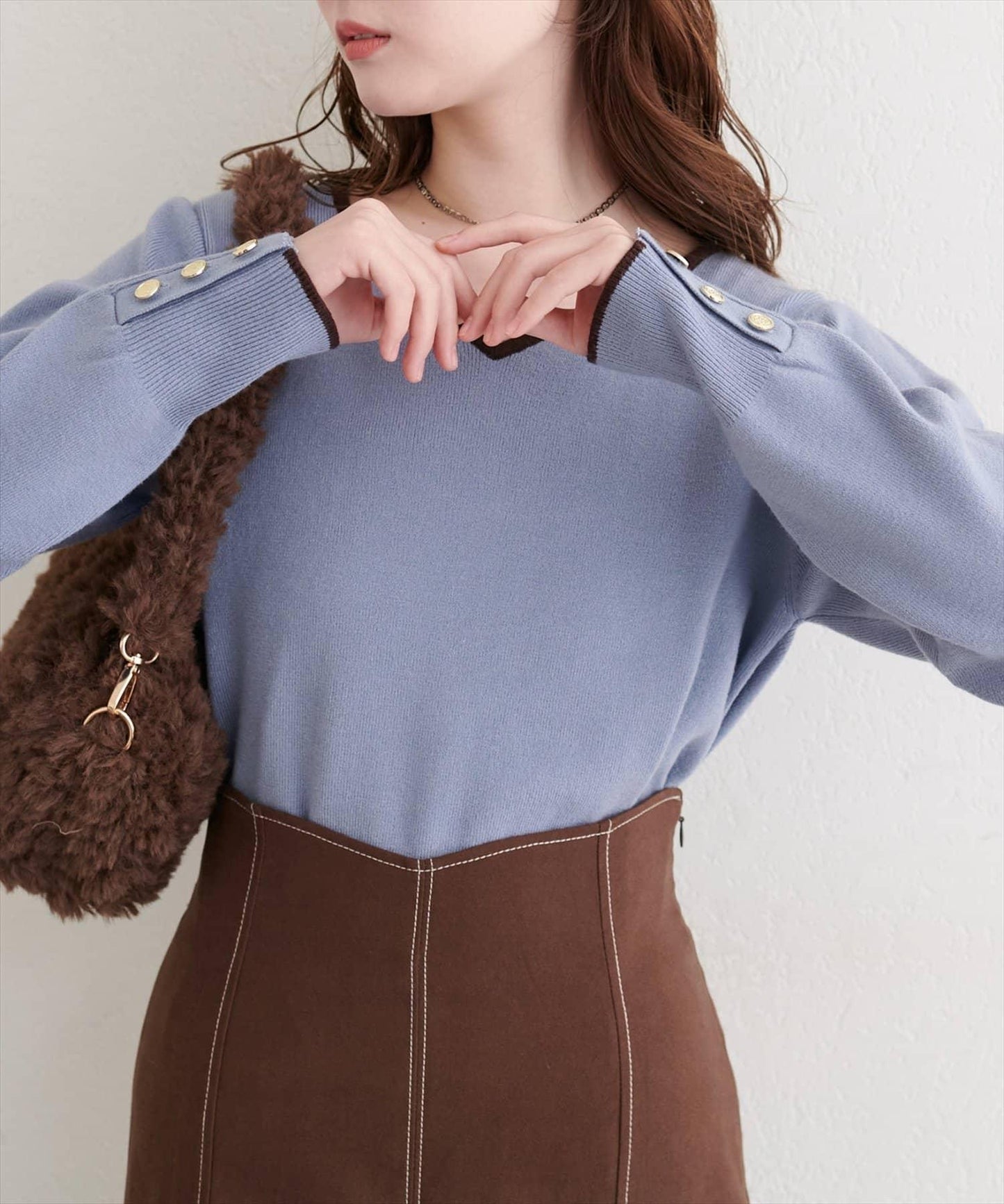 愛心領拼色針織套頭衫