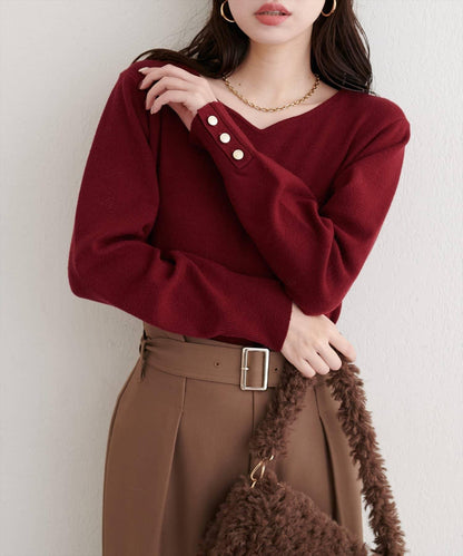 愛心領拼色針織套頭衫