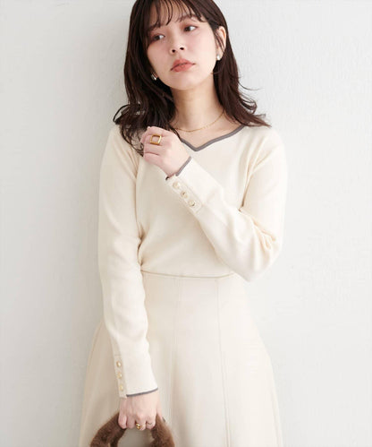 愛心領拼色針織套頭衫