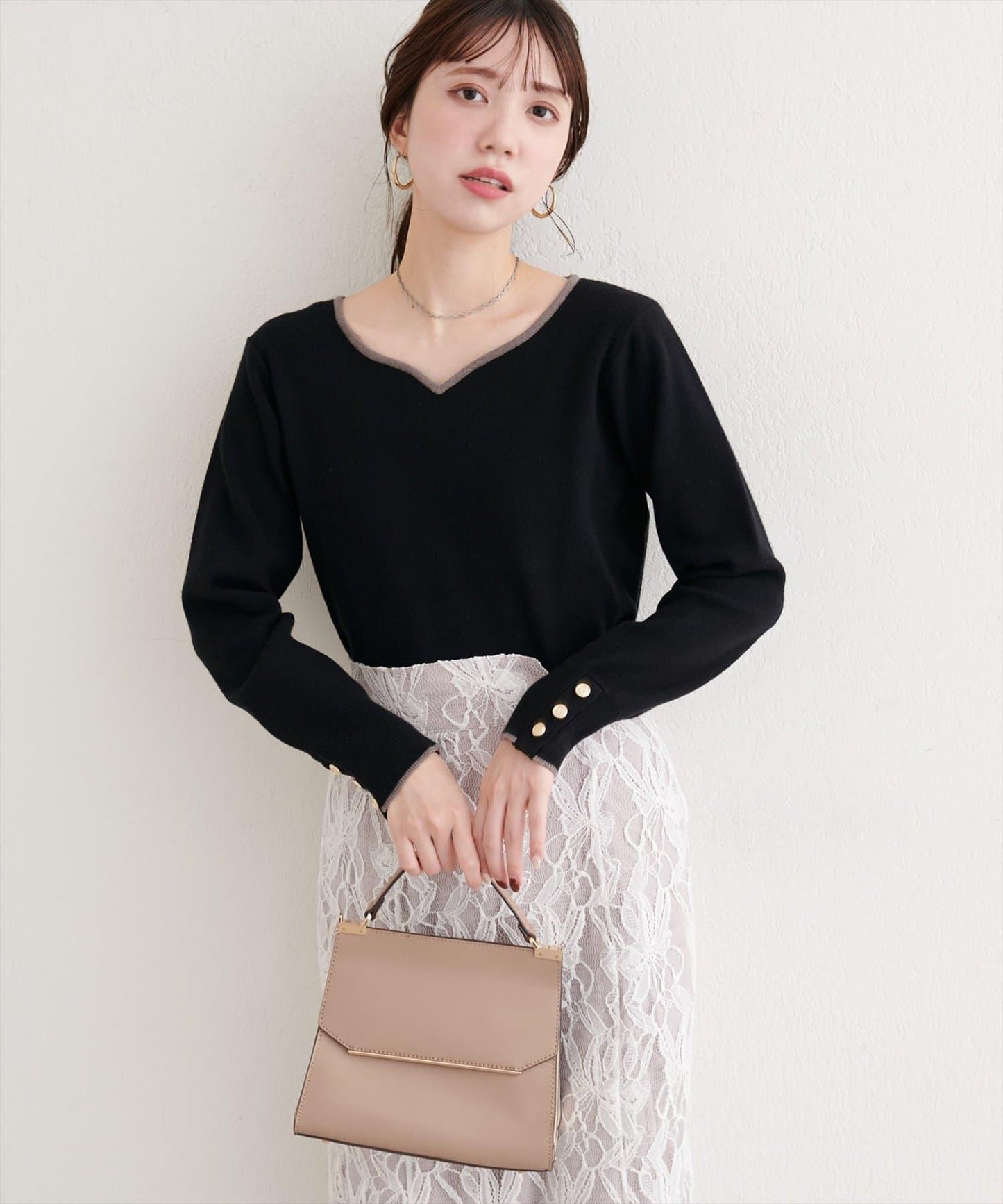 愛心領拼色針織套頭衫