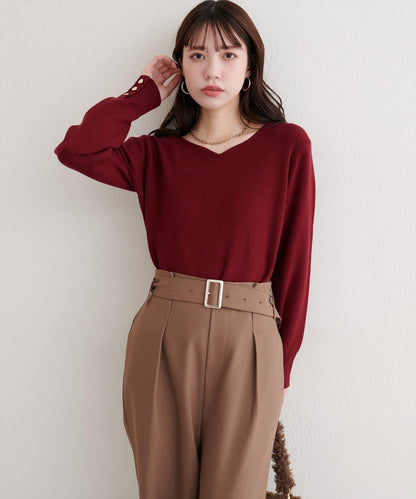 愛心領拼色針織套頭衫