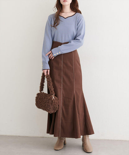 愛心領拼色針織套頭衫