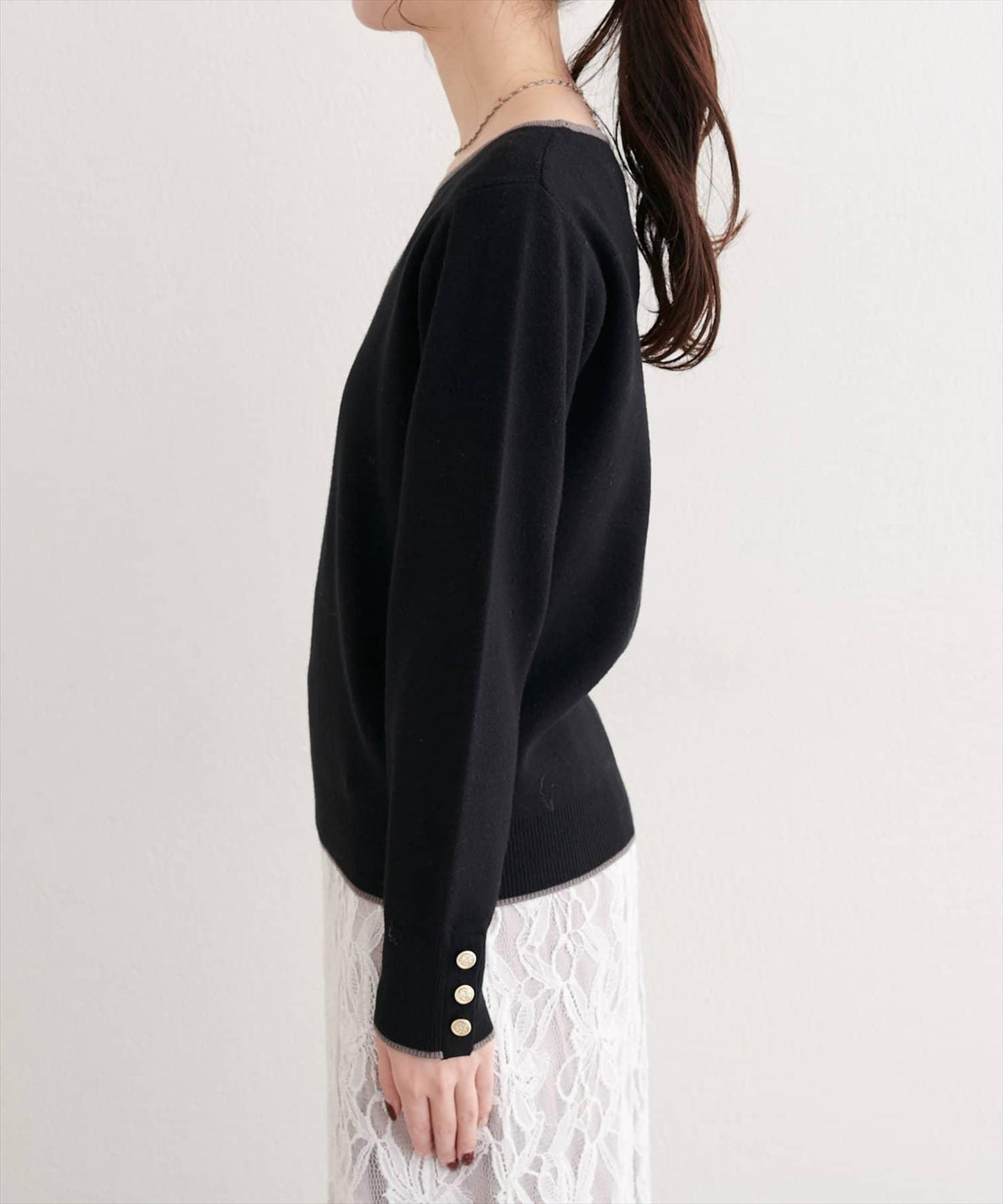 愛心領拼色針織套頭衫