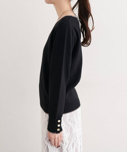 愛心領拼色針織套頭衫