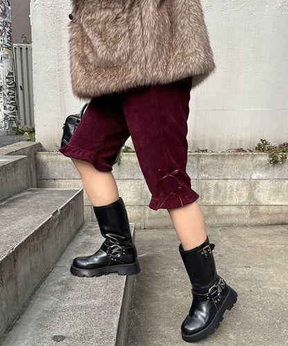 緞帶燈芯絨七分褲