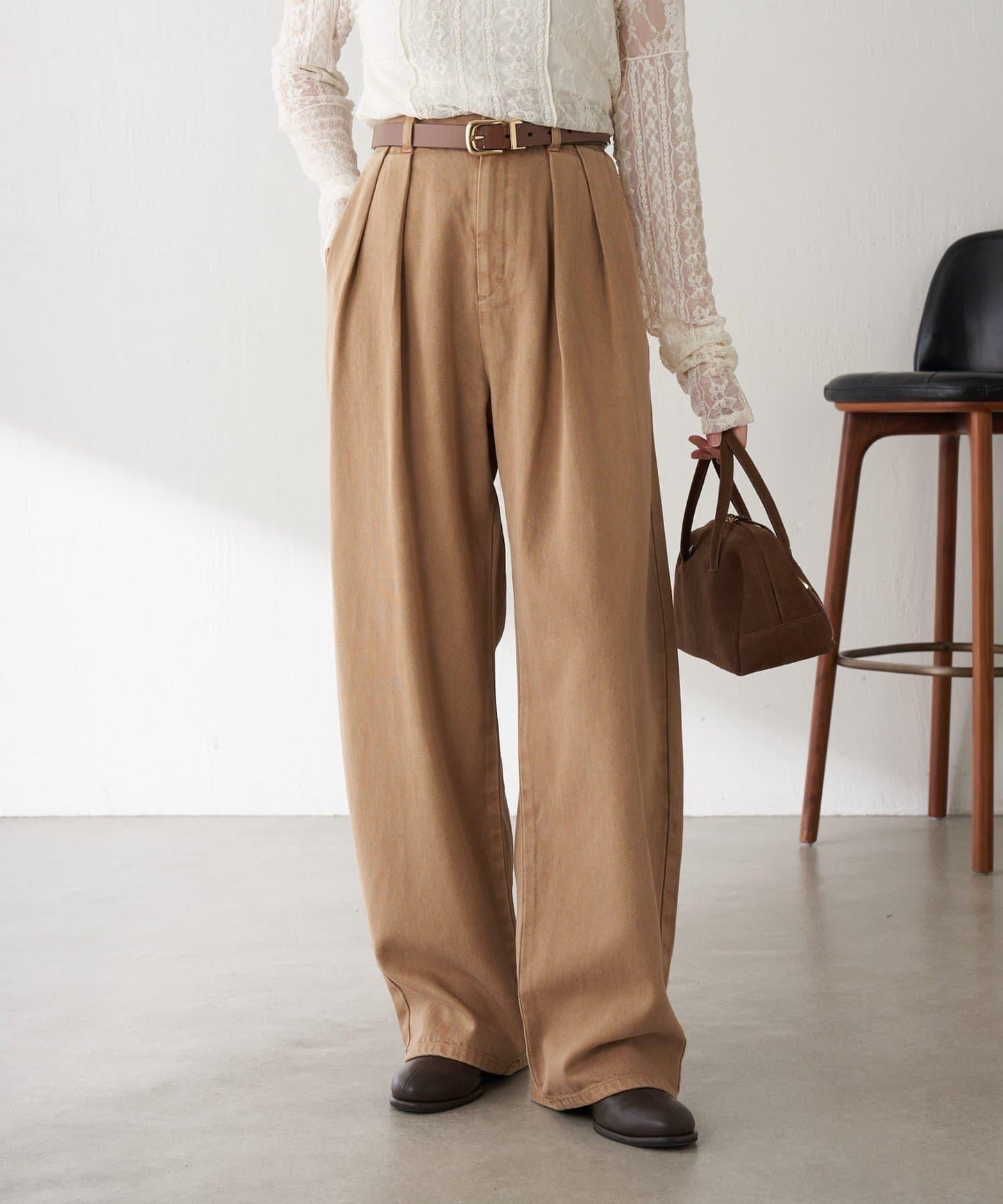 【修飾身形】Q.anos裝飾褶皺寬鬆長褲