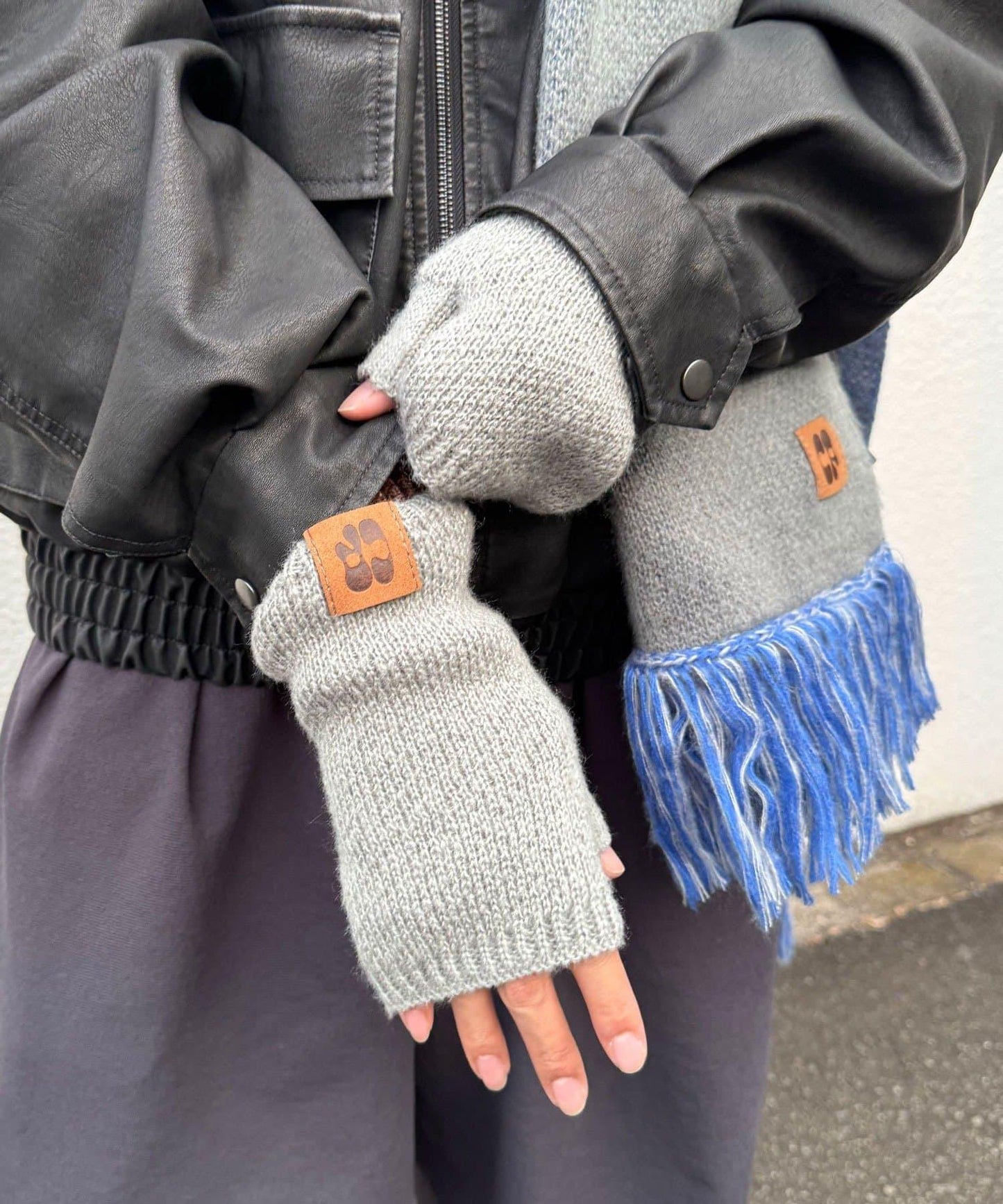 混合彩色半指手套