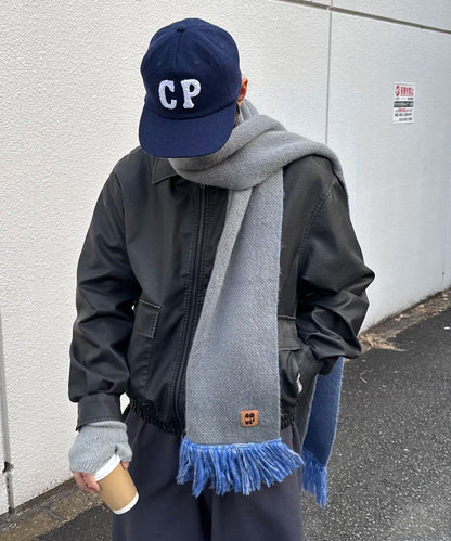 混色圖案流蘇圍巾