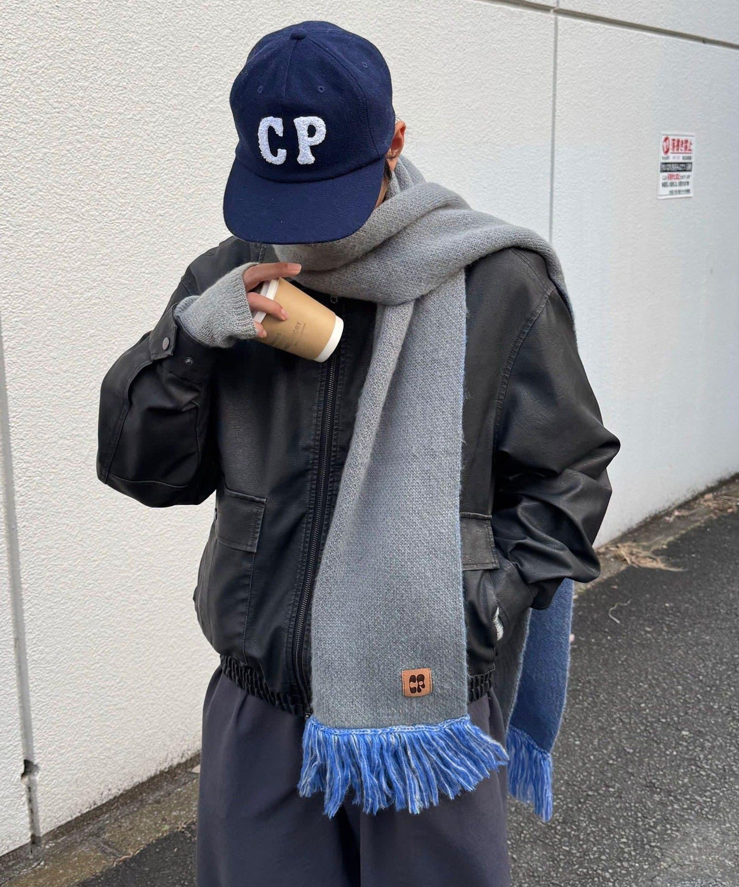 混色圖案流蘇圍巾