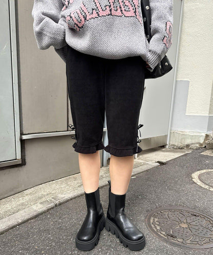 緞帶燈芯絨七分褲